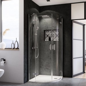 Breuer Runddusche Radius 55 Panorama, Chrom/Klarglas, 90x90 cm im Badezimmer.