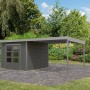 Karibu Gartenhaus Domingo B mit Anbaudach, terragrau/grau, 218,5x270x270 cm.
