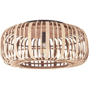 Hellbraune Brilliant Deckenleuchte Woodrow Ø 50 cm aus Bambus für Innenräume.