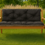 Schwarzes, gestepptes Setgarden Double Outdoor Kissen & Bankauflage, 120x50x40cm, für 2-Sitzer Gartenbank.