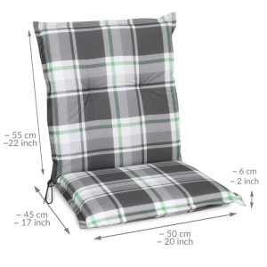 Beautissu 2er Set Gartenstuhlauflagen, 100x50 cm, mintgrün kariert, für Niederlehner Gartenstühle.