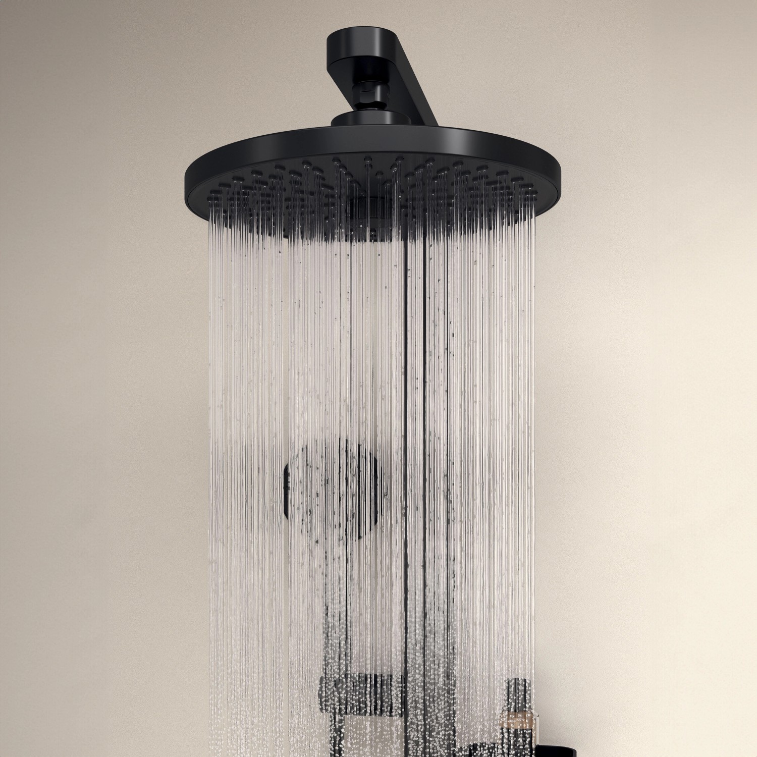 Ideal Standard Duschpaneel mit Thermostat, Regen- und Handbrause, Schwarz Matt.