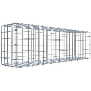 Leere Gabiona C-Ring-Gabione, 30x100x20 cm, Maschenweite 5x5 cm, aus verzinktem Drahtgitter.