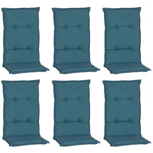 6er-Set blaue Beo Sitzauflagen Thionville für Hochlehner Gartenstühle.