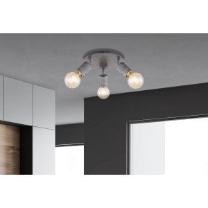 Silberner Globo Strahler Freddy, 3-flammig, 280x160mm, mit drei E27 Fassungen ohne Leuchtmittel.