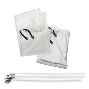 MCW Seitenwand-Set für Pergola J32 3x4m, weiß, inklusive Moskitonetz und Schienen.