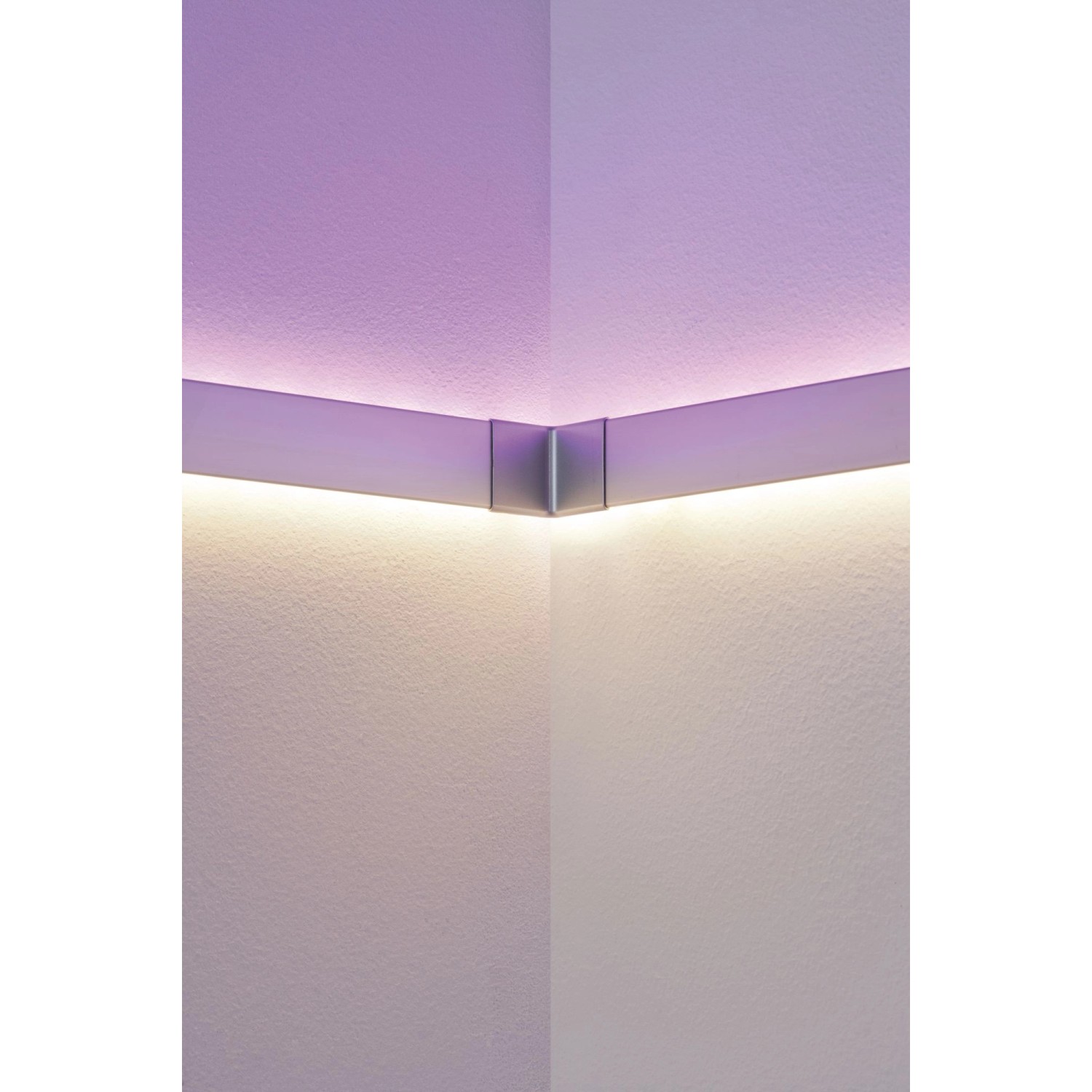 Paulmann Duo Profil Inside Corner 2er-Pack Alu matt mit LED-Streifen in Raumecke.