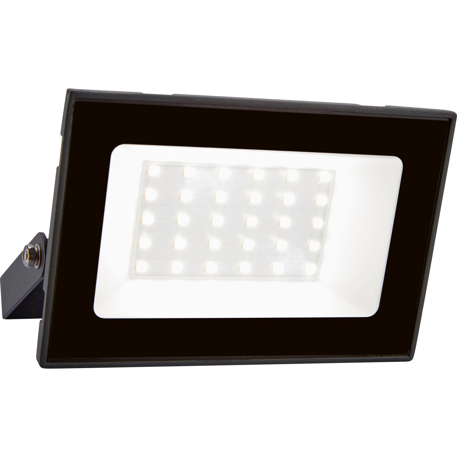 Grauer LED Strahler 30W für Innen und Außen. Kompaktes, modernes Design.