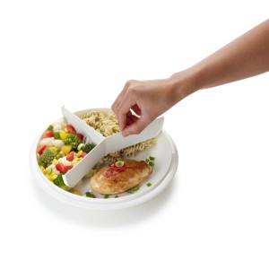 Rotho Mikrowellenteller XL, 1,2 l, Papaya, mit Fächern und Speisen wie Gemüse, Pasta und Fleisch.