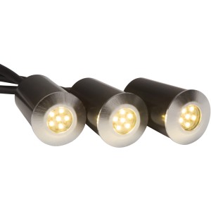 AEG LED-3er Einbauleuchte Albedo, Edelstahl Bodeneinbaustrahler mit warmweißem Licht.
