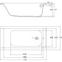 Technische Zeichnung Ottofond Körperformwanne-Set 170x70 cm, Maße und Details zur Rechteck-Badewanne.