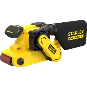 Stanley FatMax Bandschleifer FMEW204K (1.010 W) in Gelb und Schwarz mit Staubfangsack.