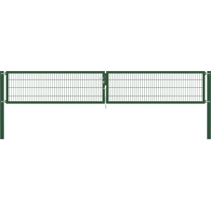 Grünes Doppeltor Flexo Plus 500x80 cm mit Pfosten für Gartenzäune.
