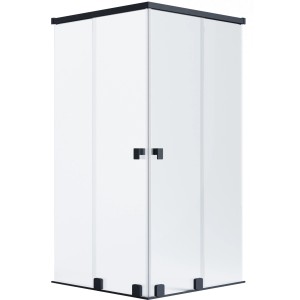 Schöner Wohnen Eckdusche mit zwei Schiebetüren, schwarzmatte Beschläge, 110x110x200 cm.