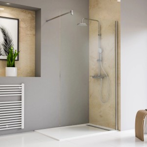 Schulte Walk-In Dusche Toura, 80x200 cm, mit Glaswand und chromfarbenen Profilen.