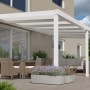 Weiße Terrassenüberdachung Professional 600x300 cm mit Polycarbonat Opal Platten. Robuste Aluminiumkonstruktion.