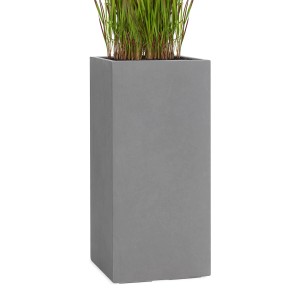 Grauer Pflanzwerk® Tower Pflanzkübel, 70 cm hoch, ideal für Innen- und Außenbereich.