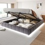 okwish Polsterbett 180x200cm mit LED Beleuchtung und Stauraum Grau ohne Matratze_2