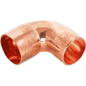 Löt-Winkel Ø 22 mm aus Kupfer, 90-Grad-Bogen für Kupferrohr-Verbindungen.