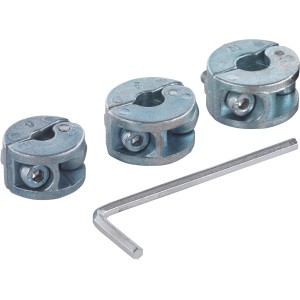 Wolfcraft Tiefenstopp Set, 3-teilig, für Holzdübel mit Ø 6, 8 und 10 mm, inklusive Inbusschlüssel.