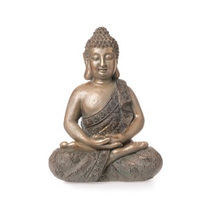 Sitzende Buddha Deko-Figur, 36,5 cm, Antik-Gold, für Garten & Wohnung.