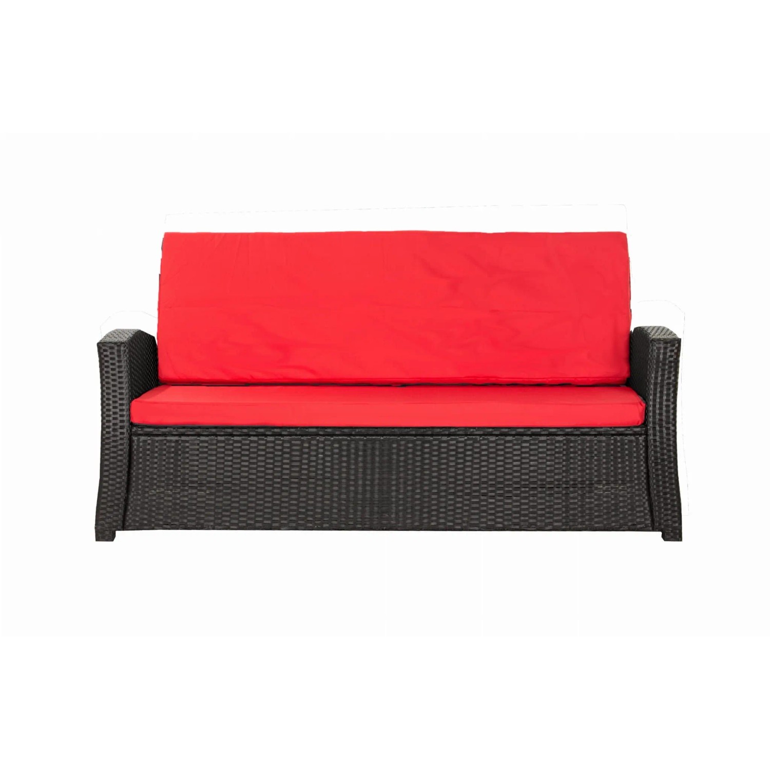 Rotes Gartenkissen-Set für 2-Sitzer Rattansofa, 130x60x50cm, bequeme Sitzauflage.