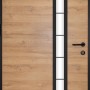 Splendoor Sicherheitshaustür Thermospace Berlin Prime RC2 in Eiche Natur mit Glaseinsatz und schwarzem Rahmen.