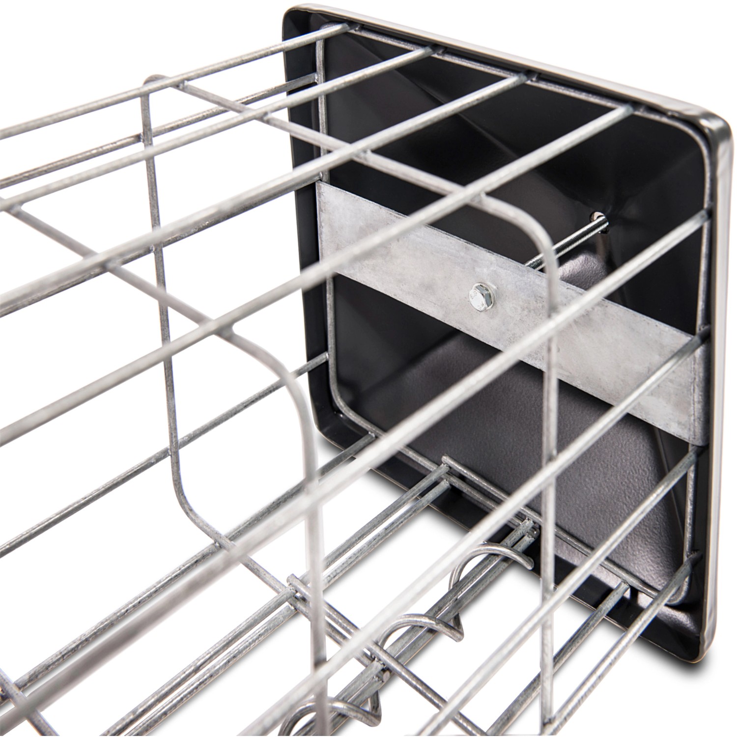 Eckige, anthrazitfarbene Gabionen-Haube (10x27,5x27,5 cm) für Gabionensäulen.