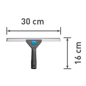 Fensterabzieher mit 30 cm Breite und grauem Griff, Reinigungsgerät für streifenfreie Fenster.