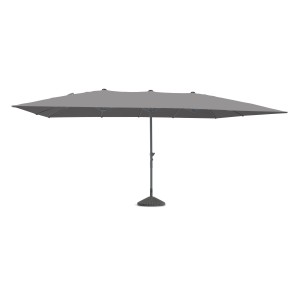 Leco Marktschirm, 270x460 cm, Anthrazit, mit Kurbel. Rechteckiger Sonnenschirm für Garten und Balkon.