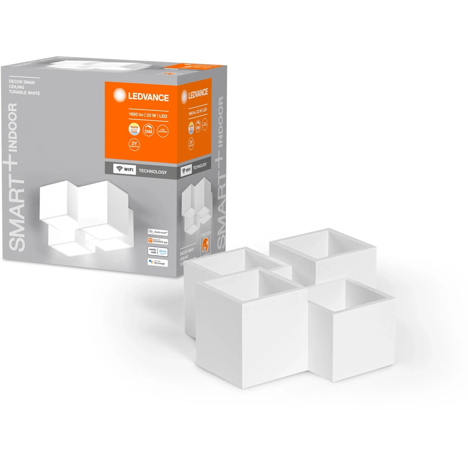 Ledvance Smart+ WiFi Deckenleuchte Decor Swan, weiße Design-Leuchte aus Gips, 12 cm.