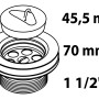 Kirchhoff Ablaufventil mit Stopfen, 47,8 mm (1 1/2 AG) x 70 mm, für Spüle.