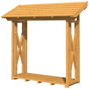 Skan Holz Holzunterstand Paul 1, naturbelassen, 240x88 cm. Kaminholzregal aus Douglasie mit Dach.