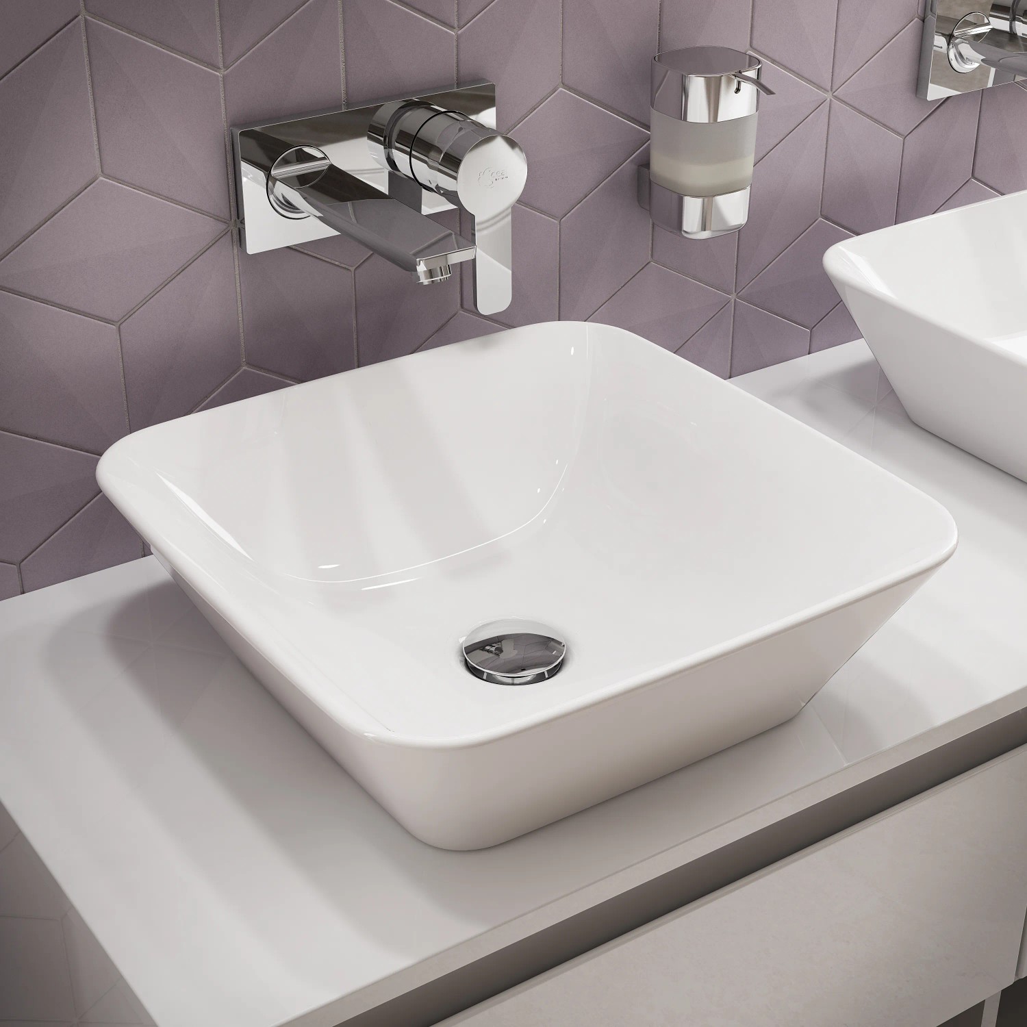 Ideal Standard Connect Air Handwaschbecken, 40x40 cm, weiß, ohne Hahnloch und Überlauf.