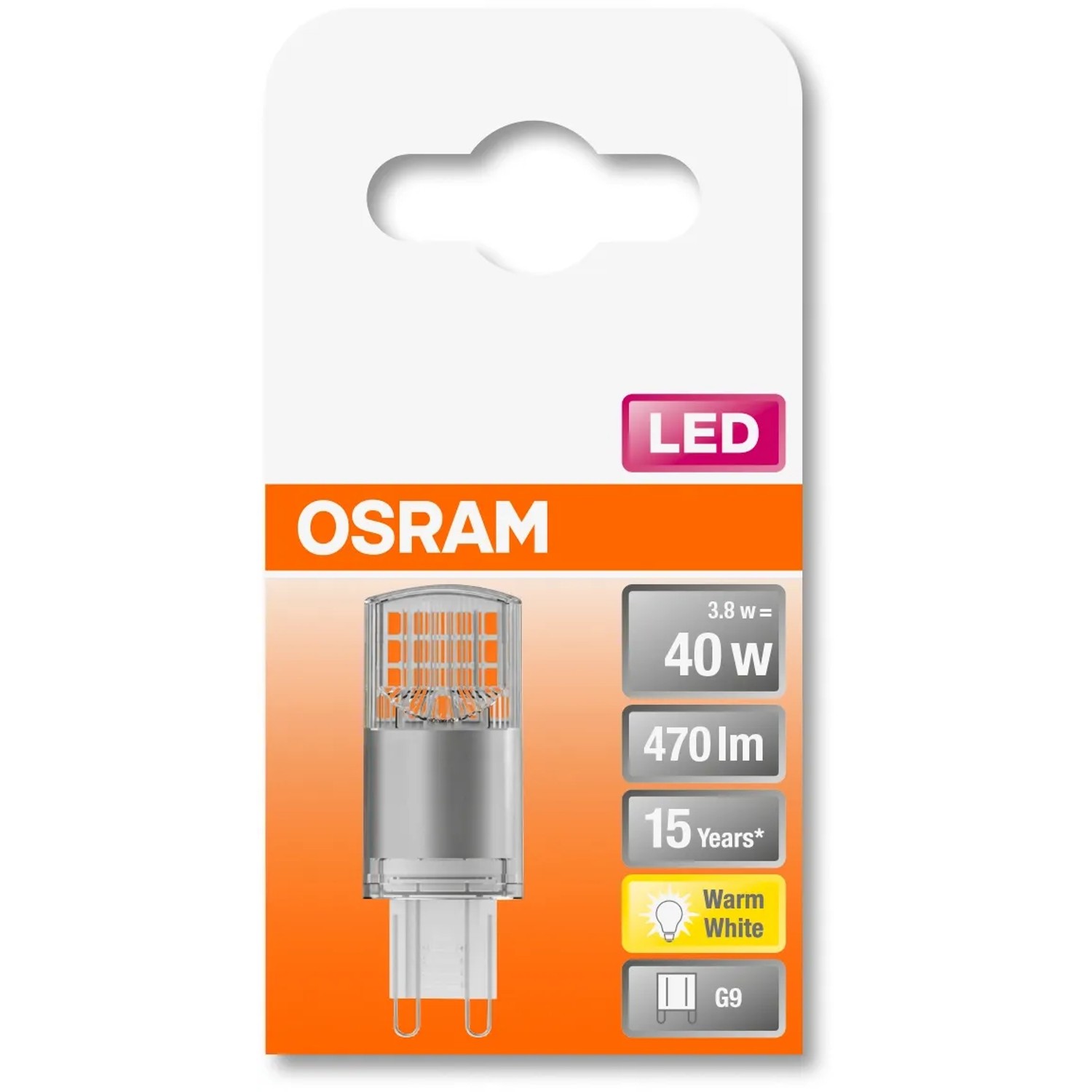 Osram G9 LED-Leuchtmittel, 4,2W, warmweiß, 470 Lumen. Kompakte LED Lampe für G9 Fassung.