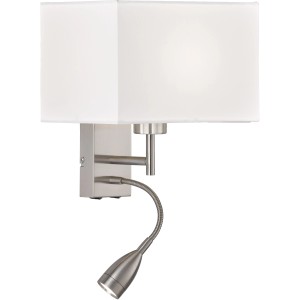 Moderne 2-flammige Wandleuchte Dream von Fischer & Honsel in Nickel/Weiß mit Lesearm.