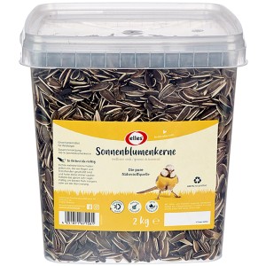 Eimer Sonnenblumenkerne (2 kg) für Wildvögel. Vogelfutter zur artgerechten Fütterung.