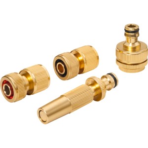 LUX Anschlussset Aluminium, 4-teilig für gängige Wasserstecksysteme.