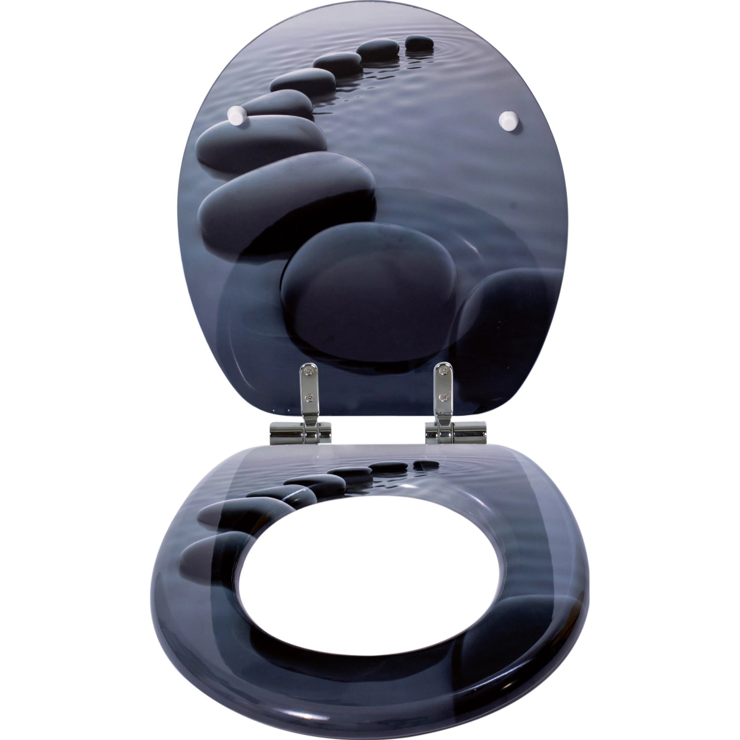 baliv WC-Sitz Comala II, grauer Toilettendeckel mit Steinmotiv und Absenkautomatik.