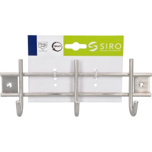 Siro Hakenleiste aus Edelstahl, feingeschliffen, mit 3 Haken und Befestigungsmaterial.