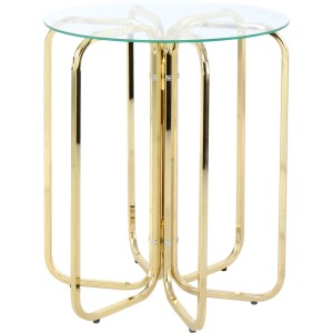 Kayoom Beistelltisch Sherryl Gold mit Glasplatte, Ø 45x55cm. Eleganter Couchtisch für Wohnzimmer.