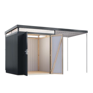Karibu Metallgerätehaus Argos 2 mit Anbaudach 2 m Anthrazit