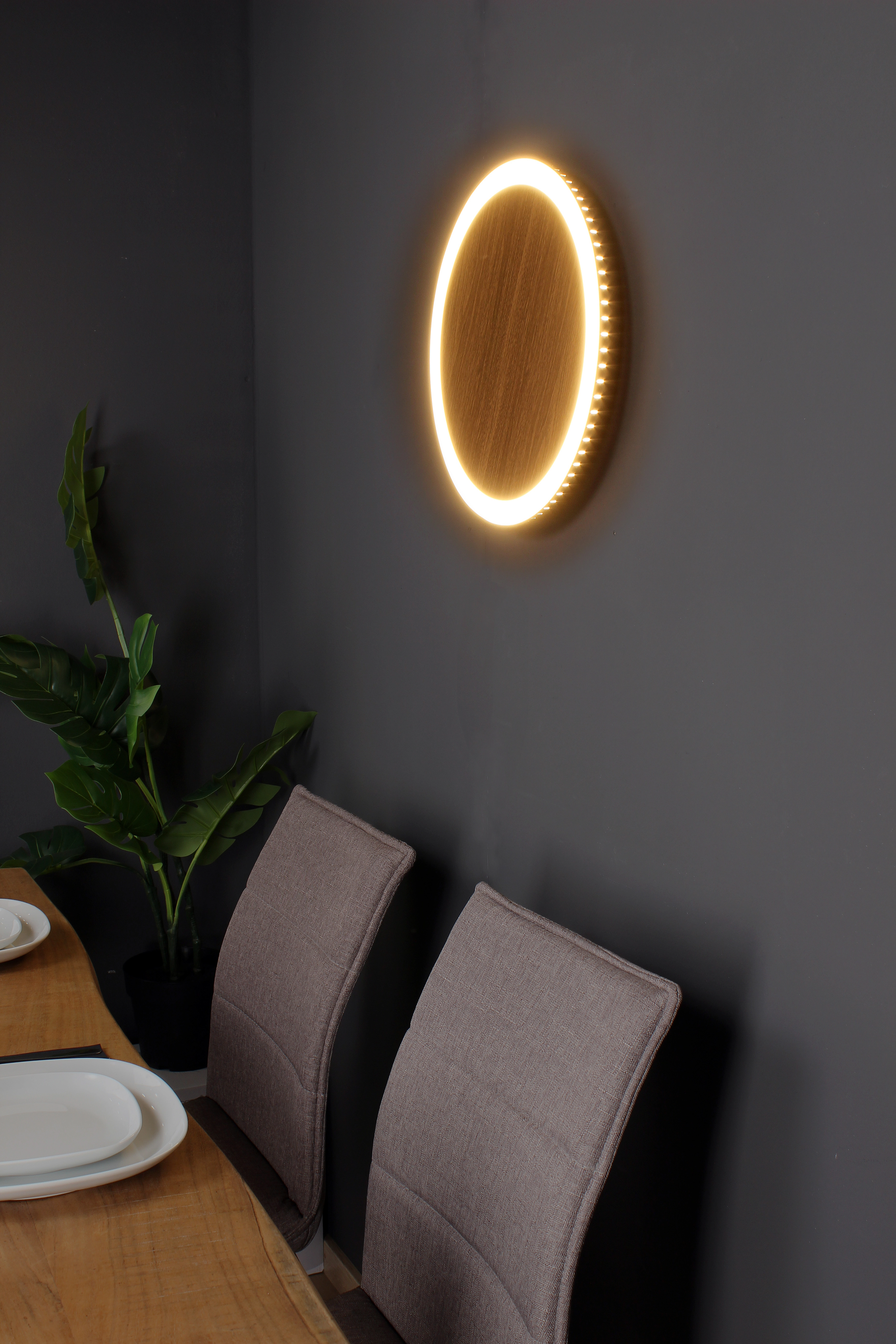 Moon Luce 1-flammig 40 kaufen bei OBI cm LED-Deckenleuchte Holz Design Ø M
