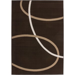 Moderner Teppich Moda 4210 in Mokka (160x230 cm) mit geschwungenen Linien in Beige und Weiß.