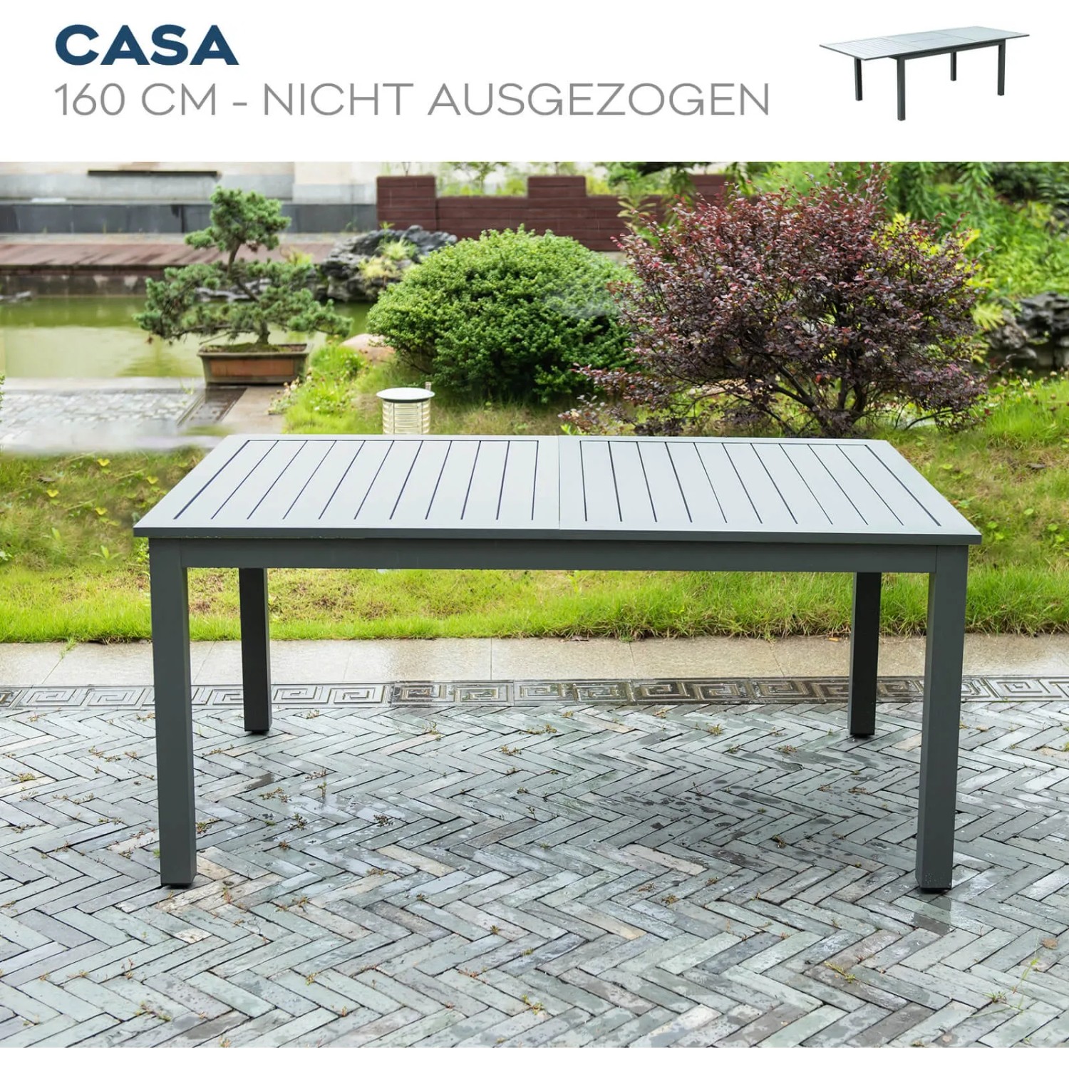 Home Deluxe Gartentisch Casa Ausziehbar Anthrazit 74 cm x 240 cm/160 cm x 100 cm kaufen bei OBI