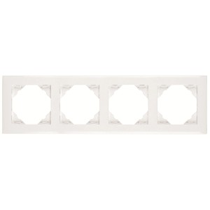 Logus Rahmen 4-fach, weiß, aus Kunststoff. Abdeckrahmen für Schalter und Steckdosen.