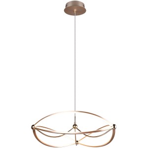 Moderne Trio LED Pendelleuchte Charivari in Messing matt, 62x62x150cm, für Esszimmer.