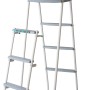 Weiße Sicherheitsleiter für Gre Stahlwand-Pool Fidji, 2x3 Stufen mit Plattform.