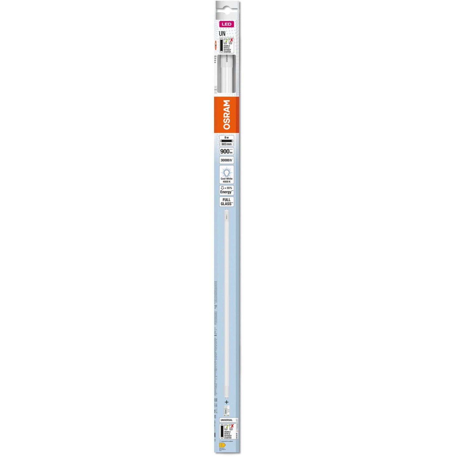 Osram LED-Leuchtstofflampe, 8W, Kaltweiß, in Verpackung. LED Röhre für G13 Sockel.