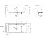 Technische Zeichnung der Ottofond Spirit Eckbadewanne 180x80 cm (links) mit Maßangaben.